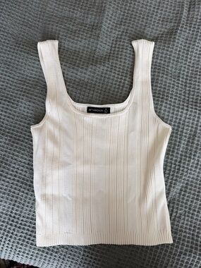 89th + Madison Cream Ribbed Square-Neck Tank